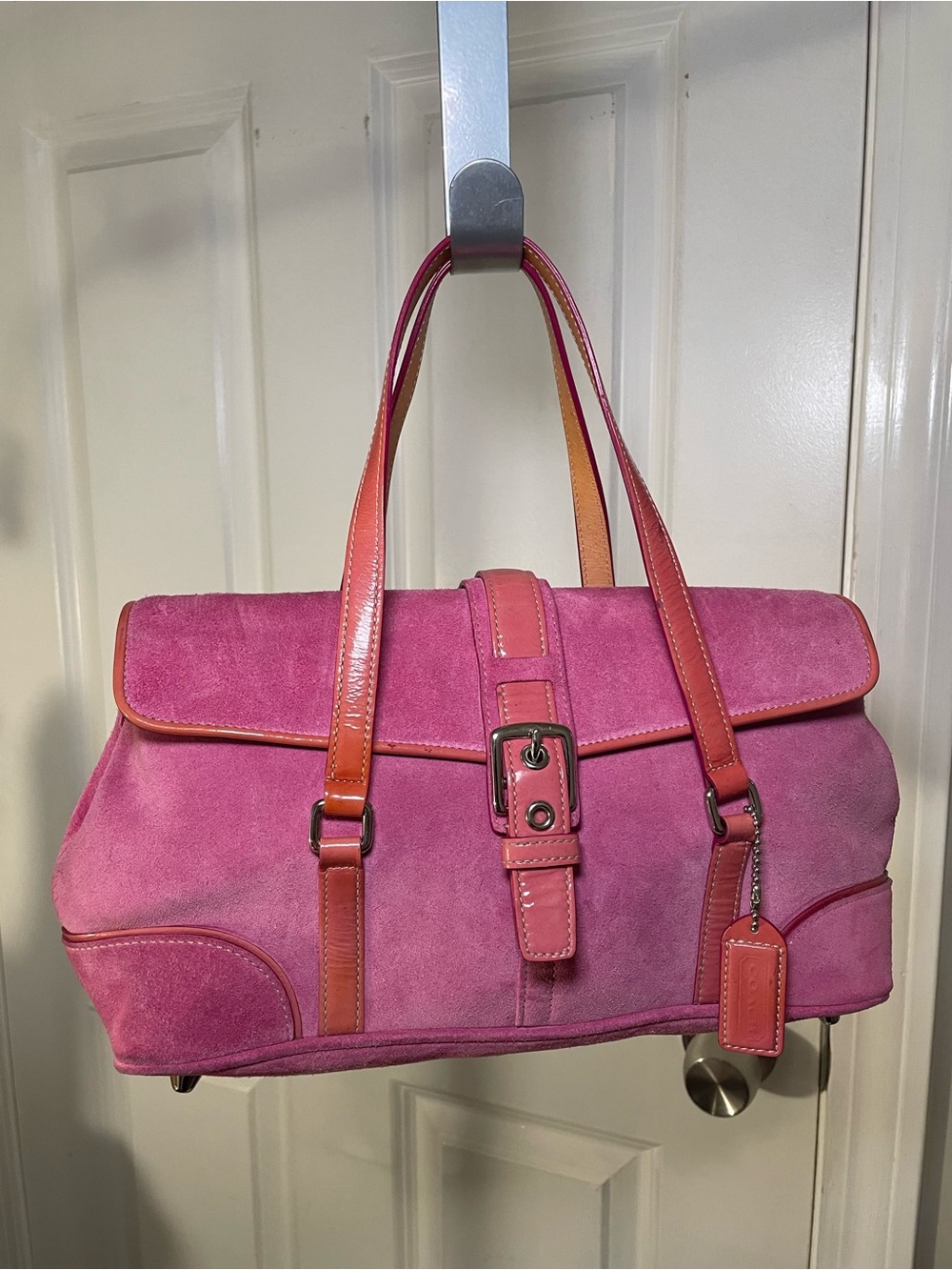 Vintage Coach suede leather handbag